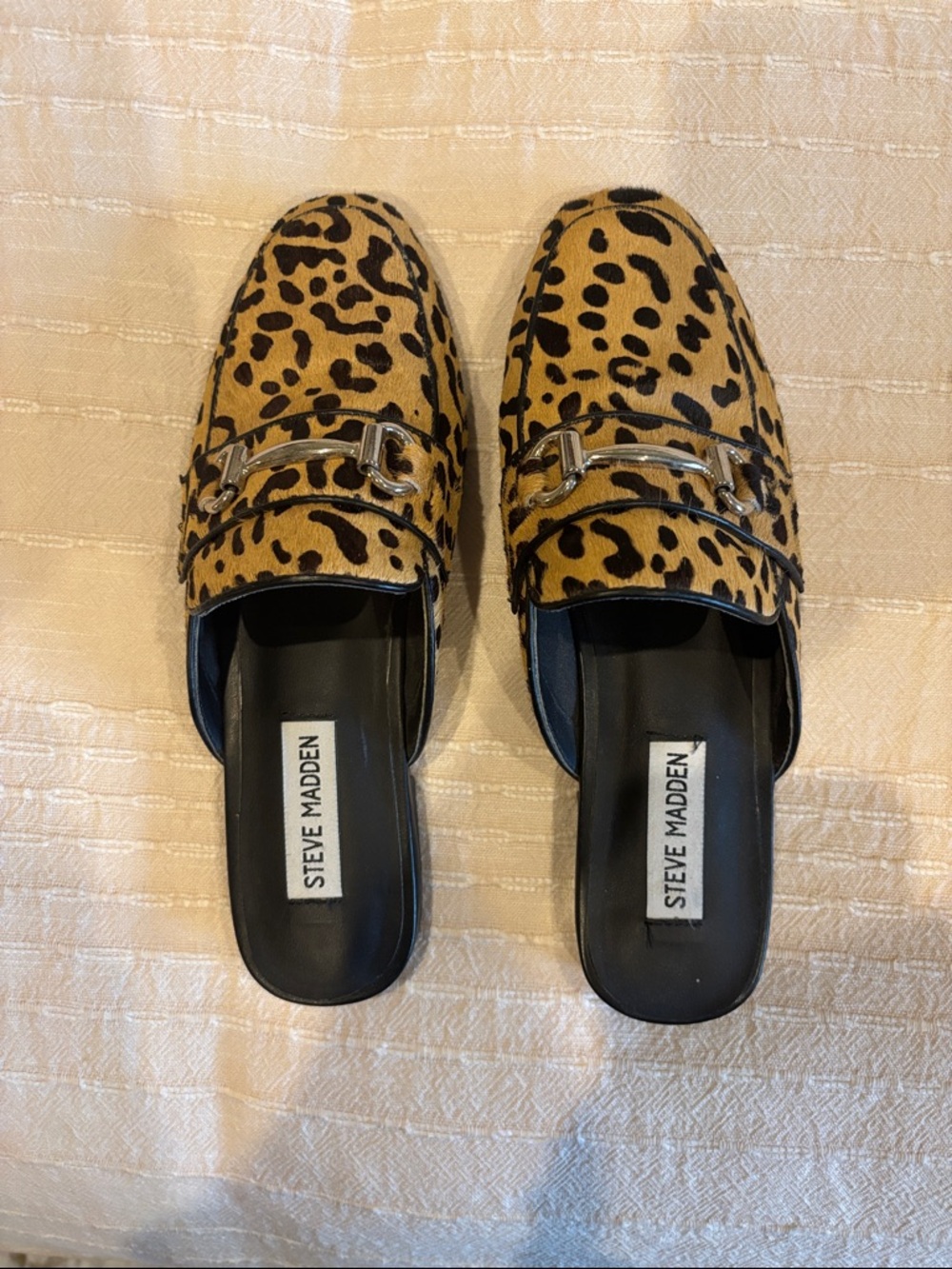 Steve Madden Leopard-Print Mule RYLIE Loafers in Tan and Black in 7M.